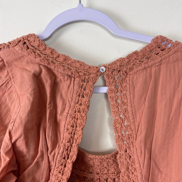 Free People Coral Sand Megan Crochet Top NWT Size Small - Picture 6 of 9